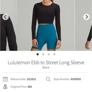 Lululemon Ebb to Street black long sleeve. EXCELLENT condition.